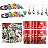 Birthday Party Decorations,Supplies Birthday Decorations | 12 bracelets, 10 gift bags, 6 keychains, 50 stickers