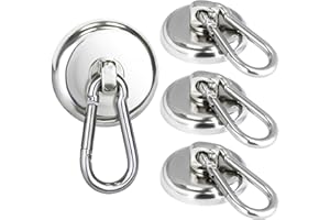 KEUKENKET 36MM Magnethaken Extra Stark 40 KG, 4 Stück Neodym Magnet Haken, 360° Drehbar Magnetische Haken, Magnet mit Haken für Kühlschränke Küchen Garage Camping Schließfächer
