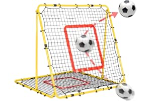 BASEGOAL Reboteador Futbol - [Ángulo 8 Niveles Ajustable] Red de Rebote Fútbol, Rebounder Baloncesto, Malla de PE de Doble Capa, Rebotadores Plegable para Entrenamiento de Fútbol Tenis Béisbol