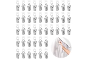 Kapokr 60 Stück Vorhang Klammern Gardinenröllchen Gardinen Glammern mit Rädern Gardinenhaken für Gchienen Vorhang Clips für Gardinenschiene, Seitenschals, Flächenvorhänge
