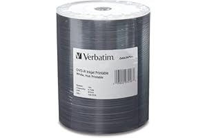 Verbatim DVD-R Blank Discs 4.7GB 16X DataLifePlus White Inkjet Printable Recordable Disc Hub Printable - 100pk Tape Wrap 97016