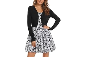 Yukiuiny Damen Bolero Elegant Festlich Langarm Kurze Strickjacke mit Knöpfe Weiches Jäckchen zum Kleid Top für Herbst Frühling
