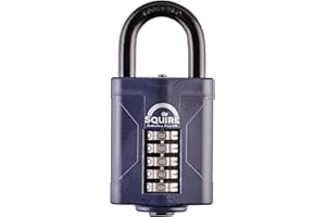 Squire Heavy Duty Padlock (CP60) - Toughest Steel Shackle - 5 Wheel Combination Padlock - Alloy Steel for Corrosion Resistance - Weatherproof Lock for Home, School & Garage (Blue, 60mm)