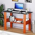 Lukzer Premium Engineered Wood Computer Desk with One Tier Shelves Laptop Study Table for Office Home Workstation Writing Modern Desk (ST-004/Lava Mist / 90 x 50 x 77 cm)