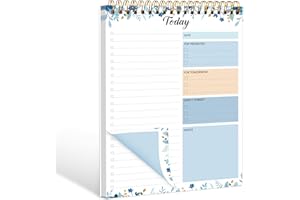 KMQOY To Do List Pad - Daily Planner Notepad 104 Pages Task Planner, 6.7" x 9.8" Double Sided Spiral Notebook with Checklist Productivity Planning Pad for Work Office Home-Blue