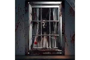 Fairypeach aterradoras de Halloween para decoración de silueta ventana, cortina fantasma espeluznante, póster ventana temática terror, Halloween Ventanas Zombis Carteles, puerta,jardín,fiesta (FM)