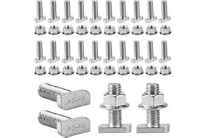 SUEVUT 30 Stück Hammerkopfschrauben M10 Set,30mm Schrauben T Nut Bolzen, Edelstahl Photovoltaische Schrauben, mit 30 Stück M10 Hex Nuts With Flange, für Gewächshaus und Photovoltaik-Aluprofil