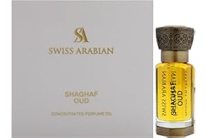 Swiss Arabian Shaghaf Oud - Olio profumato concentrato unisex, 12 ml, una squisita miscela di zafferano, rosa e legno di agaro, ricco profumo orientale