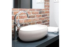 Waschbecken24 | Lavabo Premium con effetto loto per il bagno e il WC degli ospiti (48 x 34 x 14 cm, bianco/A391)