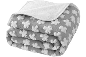 Amarrirose wasserdichte Hundedecke - 60x80cm, maschinenwaschbar, kuschelig weicher Bezug, kuschelige Wattierung, 3D texturierte Wolken, warme weiche Katzendecke, Grau