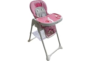 HYGRAD BUILT TO SURVIVE HighChair Feeding Table Padded Seat Folding 3 in 1 Baby Toddler Infant Reclining Height Adjustable Feeding High Chairs with Removable Tray 5 Point Harness Wheels, Recliner 6-36 Months (Pink)