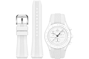 REBANDACE Uhrenarmband für Moonswatch, ultrabreit, keine Lücken, Silikonband für Omega X Swatch Speedmaster Moonswatch, 20 mm, weiches, gebogenes Ersatzarmband für Swatch Omega, Herren und Damen