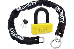 URBAN UR75+10.120L Bloque Disque Moto Homologué SRA Chaîne Antivol Scooter Velo Cadenas Sécurité Protection Maillons en Acier ø10 Boucle 120 cm