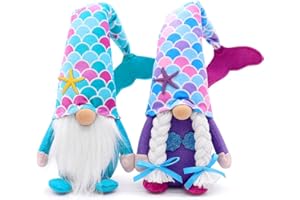 Eimilaly Set di decorazioni per la casa, gnomi e sirene, set di decorazioni per feste in mare, ornamenti di compleanno o decorazione per feste a tema sirena, 2 pezzi
