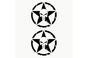 Autodomy Confezione Adesivi Stella Cranio Trail off Road Sport 4x4 Adventure 2 Pezzi per Auto o Moto (Nero, 10 Cm)