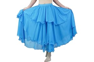 MUNAFIE Jupe Longue en Mousseline à Trois Couches pour Femme - Jupe de Danse du Ventre - Costume de Danse du Ventre