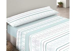 DECODEKO Juego de Sábanas Pirineo Termica 3 Piezas - Sábanas de Otoño/Invierno Tejido Polar, Bajera 90x190cm, Encimera de 160x260cm y una Funda Almohada 45x110cm(Agua, Cama 90)