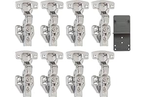 LOOTICH 110 Deg Kitchen Units Concealed Cabinet Door Mute Hinges 35mm Soft Close Inset and Embed Mounting 8 Piece (Include Drilling Jig)
