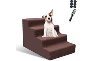 ZVONEMA ZNM - Scaletta per cani, scala a 4 gradini, scaletta per cani, letto con rivestimento lavabile, corrimano per cani, divani - Invia rotolo aderente abbigliamento e tappetino antiscivolo in gomma