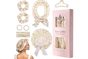 Rizadores de Pelo Sin Calor, GeeRic Heatless Curls Rulos Juego de Rizadores de Satén Sin Calor con Gomas Elásticas+Gorro de Ducha+ Diademas +Pinzas para El Hogar y Fiestas Seda