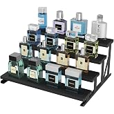 Lifewit Wooden Perfume Organizer with Metal Stand, Display Cases for Cosmetics, Desktop, Nail Polish, Black, 4 Levels, 1 Pack
