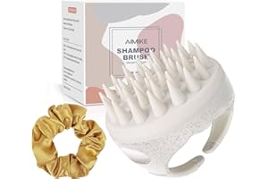 AIMIKE Masajeador Cuero Cabelludo [Mojado & Seco], Cepillo Masajeador Cuero Cabellud para Champú, Silicona Cepillo Cuero Cabelludo anticaspa Para Limpieza Profunda, Estimula Crecimiento del Cabello