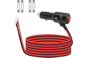 RUNCCI-YUN 16AWG Cable Mechero 12V Macho,Mechero de Coche de 12V-24V a Terminales de Ojal alargador Coche 2m Cigarette Lighter Socket Encendedor de Cigarillo Macho Enchufe Adaptador