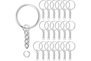 SAIZONE 20 Piezas PlataLlavero de Metal con Anillas de Cadena de eslabones, 25 mm de diámetro, Anillas Llavero Metal Anillas Llaveros Anillo Llavero Cadena para Artesanías