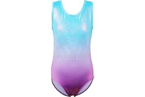 ZNYUNE Fille Justaucorps Gymnastique Danse Multicolor Imprimée sans Manches pour 3-12 Ans