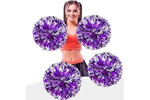 Metallfolie Cheerleading Pom Poms, Cheerleader Pompoms Handblommor för sport Cheers Ball Dance kostym Nattfest Team Spirit, 4