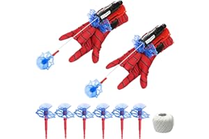 HVIERO Lot de 2 Gant de Lanceur Spider, Gant Spider Enfant Lanceur Toile Jouet, Jouets de Poignet Lanceur de héros, Spider Launcher Gant de Cosplay en Plastique pour Enfants Accessoires