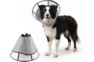 SAHCOGNITUAL Dog Cone Collar,Dog Cones After Surgery Soft,Recovery Collars for Dogs,Cone for Dogs Prevent Licking,Adjustable Neck Recovery Collar for Pets (Gray, ML,10-14in)