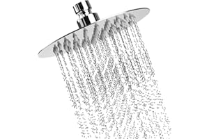 Alcachofa Ducha Alta Presión, PARFCO Acero Inoxidable Alcachofa de Ducha, Redondo de Alta Presión Ahorro Agua, Rosca Redonda de 1/2 Pulgada Pulida con Espejo, para Montaje en Techo
