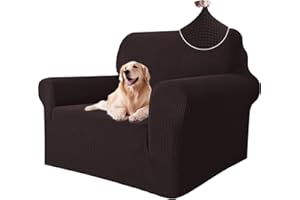 ‎YSTYLE Ystyle Sofa überzug 1 Sitzer Mit Armlehne, Stretch Sofabezug rutschfest, Modern Sofa Cover Für Hunde Haustiere, Atmungsaktiv Couch überzug Mit Elastic Bottom, Kaffee