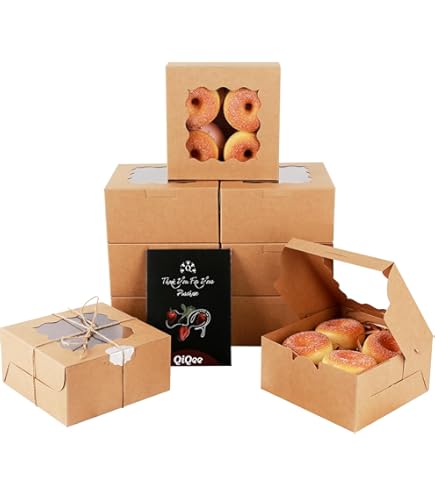 KOUHA Braune Kraftpapier Box Mit Sichtfenster 25 Stück - Keksschachtel Geschenkbox 18x11x4cm