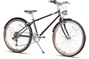 Glerc Bicicleta híbrida de 24 Pulgadas para niños de 8 a 12 años, 6 velocidades, para niños y niñas