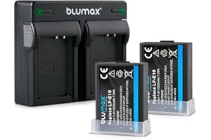 Blumax 2X Akku + Mini Doppelladegerät LC-E10e Netzteil Ladegerät für Canon LP-E10 1020mAh kompatibel mit Canon EOS 1100D 1200D 1300D | EOS Rebel T3-T5-T6 1020mAh