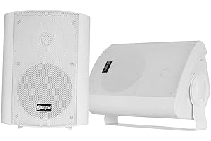 SKYTEC Power Dynamics ODS50W - Lautsprecher Boxen - 2er Set - 100 Watt - 2-Wege Wandlautsprecher für die Festmontage an Wand und Decke - Boxen Set für Zuhause, Gastro, Bars, inkl Montagebügel - Weiß
