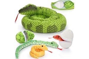 MorisMos Serpiente Peluches Gigante XXL,200 cm Verde Mamá con Kawaii Baby Serpiente Realistas Suave Animales de Peluche Grandes Regalos para Niñas, Niños, Cumpleaños Navidad Decoració