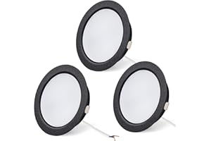 URing LED Spot 12V Encastrable, Spot LED Encastrable 12V Dimmable 3,5W 4000K blanc neutre 300LM Extra Plat, encastré plafonnier LED Lumières pour meuble Camping-Car Caravane Salon, Lot de 3, Noir