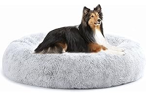 HMTOPE Orthopädisches Hundebett rund Hundekissen Hundesofa Katzenbett Donut Kuscheliges Hundekorb Waschbar, 80 cm Ø, Hellgrau