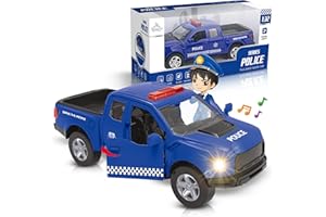 OTTO CAR Otto Police Car, Pull-Back Metal Strong Car, Doors Open & Close, Lights & Sirens, Interactive Kids Toy - for Boys & Girls Age 3 and Up