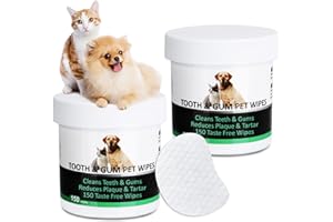 kulloomii Zahnpflege Finger -Pads für Hunde 300 Stück -Zahnpflege Hund -Hunde Zahnreinigungstücher -Zahnsteinentferner Hund -Gegen Mundgeruch Hund