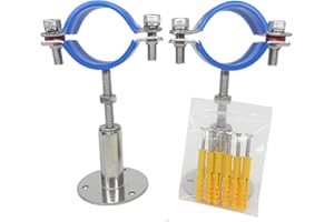 NOVSINO Supporto da parete in acciaio inox, supporto da soffitto, supporto per tubi regolabile, fascette per tubo per diametro esterno da 48 mm a 51 mm, tubo, set da 2