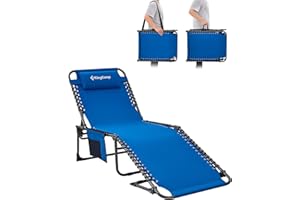 ‎KINGCAMP KingCamp Leżak składany z 5-stopniową regulacją oparcia Leżak ogrodowy składany Leżak plażowy Leżak kempingowy Łóżko składane, do ogrodu, na taras, na basen, na kemping, na zewnątrz