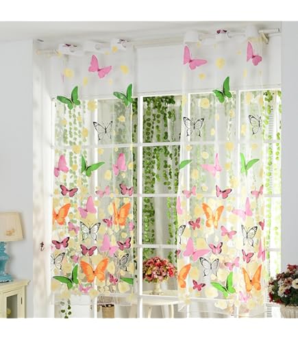 Odot Halbtransparente Vorhänge Mit Lotusblume - 2er Set 140x244cm