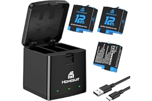 Homesuit Hero 12 11 10 9 Battery 1800mAh and LED 3-Channel USB Charger for Gopro12Black Gopro11Black Gopro10Black Gopro9Black AHDBT-901 (3-Pack)
