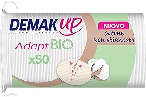 Demak'Up Adapt Organiczne Waty do demakijażu - Twarz i Oczy - 100% Naturalne Organiczne i niewybielone Włókna bawełniane - Certyfikat GOTS - 50 bawełny