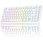 لوحة مفاتيح Aula F75 ميكانيكية RGB TKL Seiya Switch لاسلكية ماكرو Hot Swap بنمط أبيض