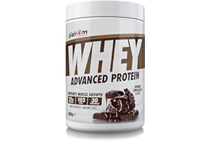 Per4m Whey Protein Powder | High Protein Shake for Muscle Growth & Recovery | Low Sugar Gym Supplement | Sports Nutrition Drink + Amino Acids (900g, Double Chocolate)